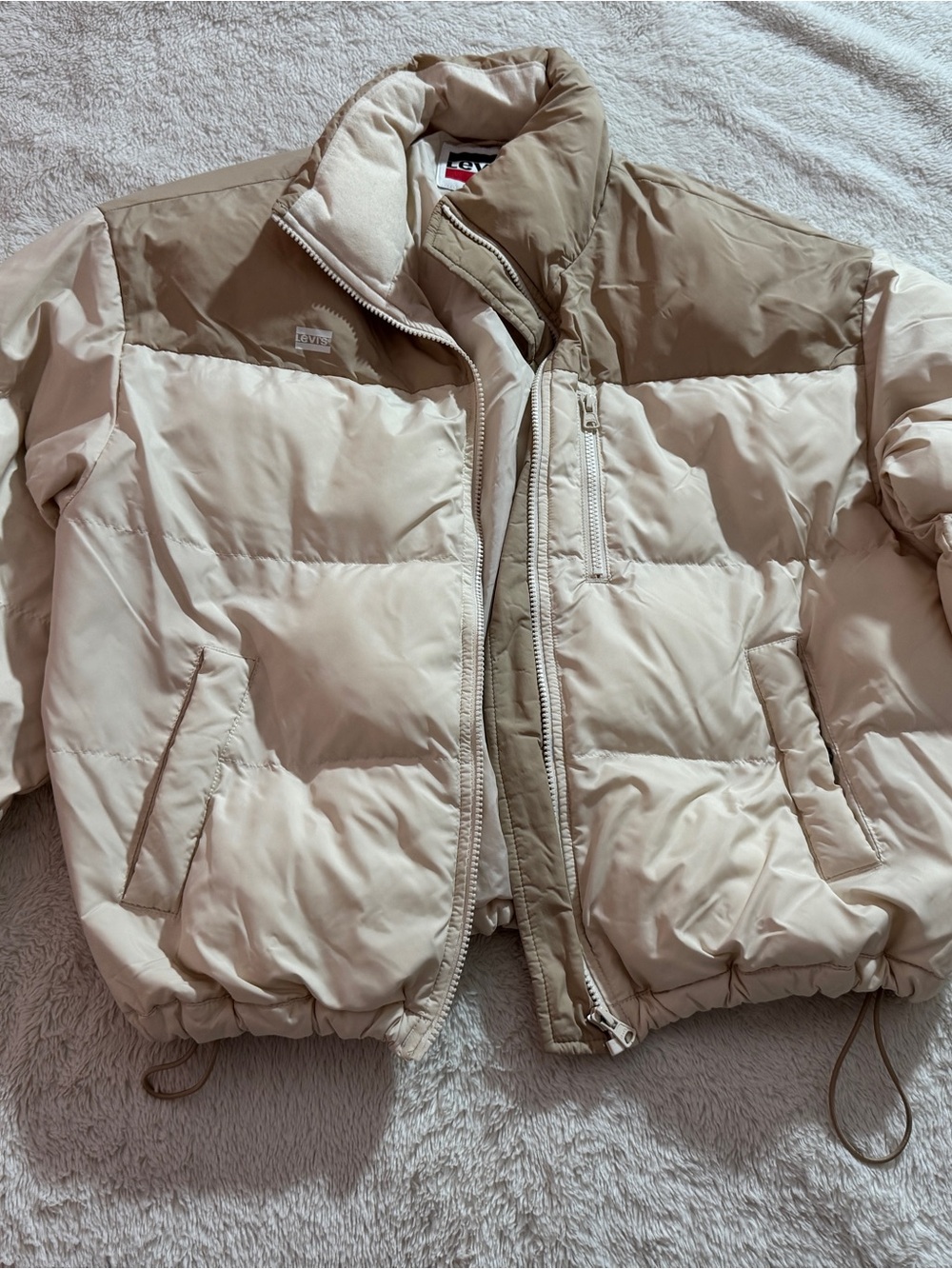 Levi's Two-Tone Cream and Tan Puffer Jacket